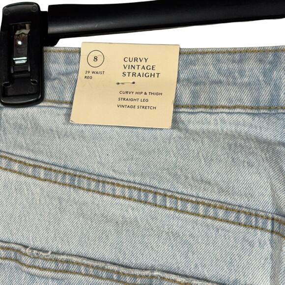 Universal Thread SZ 8/29 Curvy Vintage Straight Jeans Button-Fly Distressed Blue - Picture 5 of 10